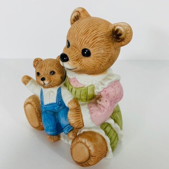 Vintage Homco #1444 Mama Bear With Baby Boy Cub Figurine Porcelain Nursery Decor - Picture 5 of 10